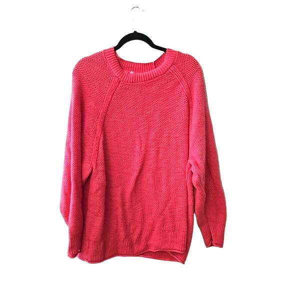 Sonoma Pink Open Knit Raglan Long Sleeve Pullover Sweater Womans Plus Size 2X - Picture 1 of 4